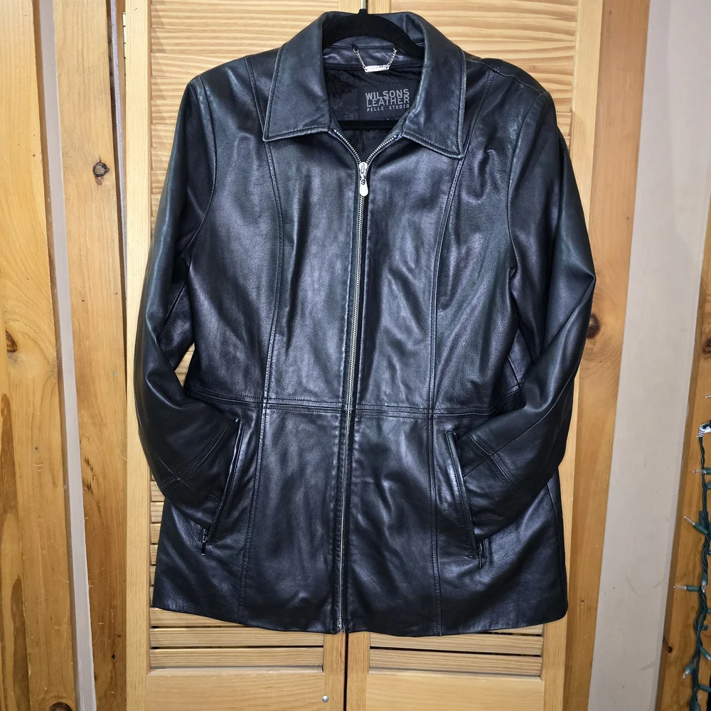 Wilsons Leather Women's Black Zip Up Jacket, Size Large - Picture 2 of 9
